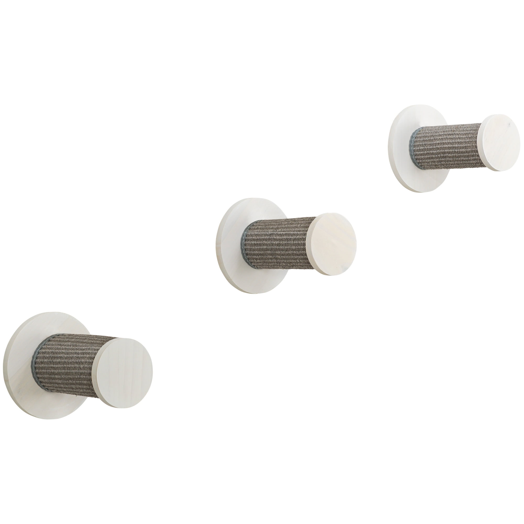 White and Gray Sisal Wall Mounted Cat Climbing Steps