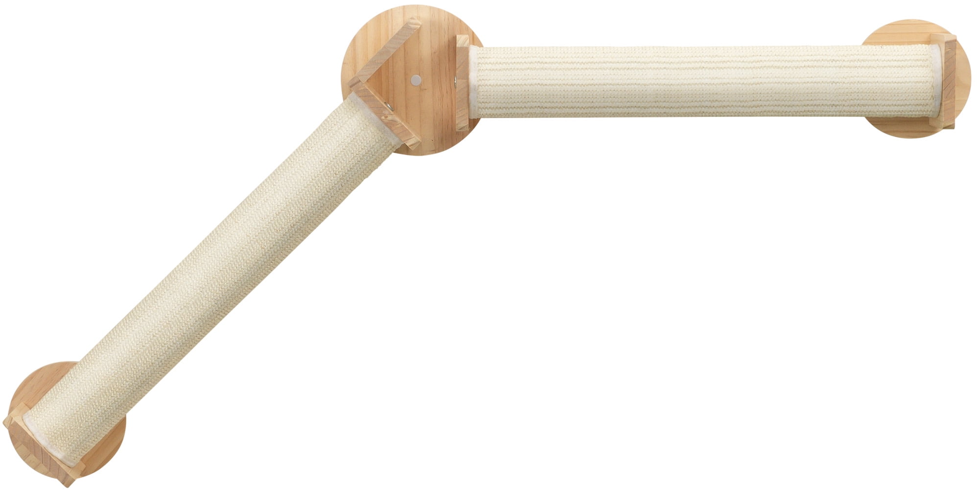 Natural and White Wall Mount Sisal Cat Scratching Post System