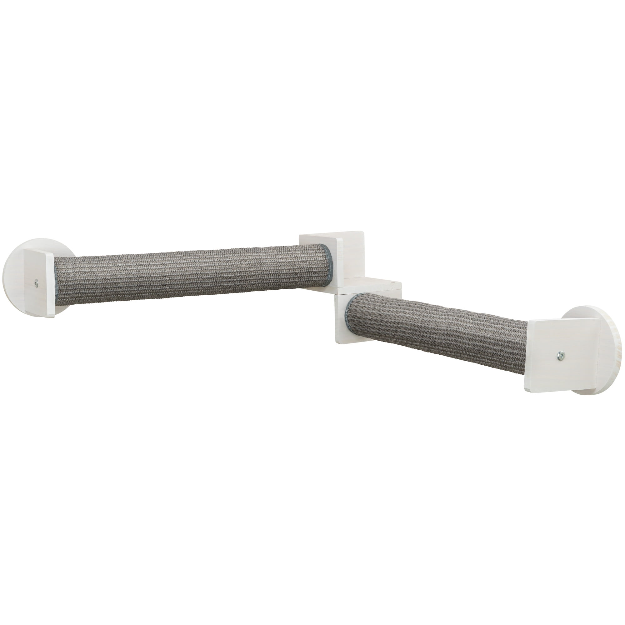 Gray and White Wall Mounted Sisal Cat Scratching Post System