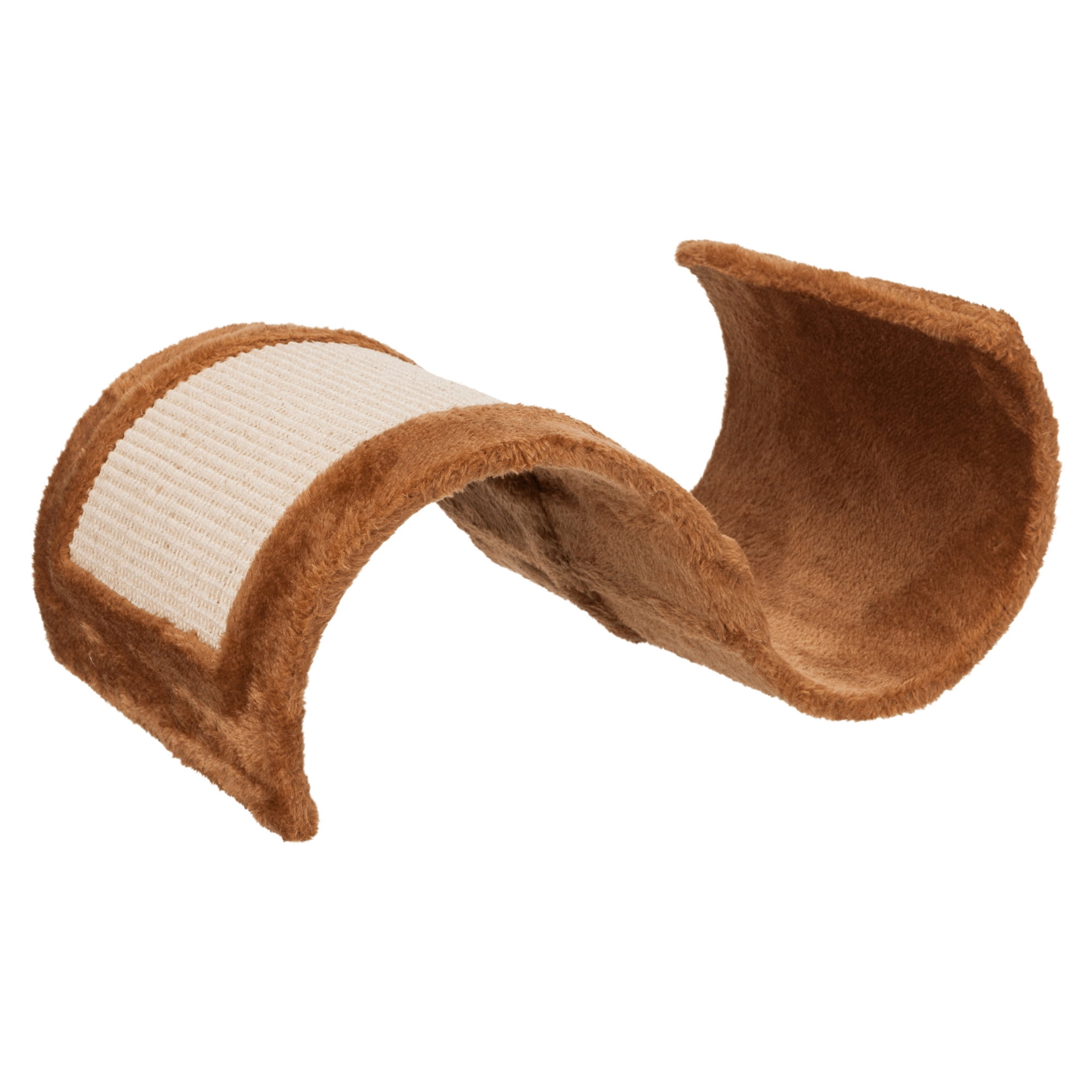 Brown Sisal Wave Cat Scratcher with Plush Cover
