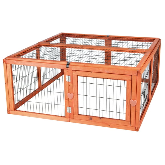 TRIXIE Weatherproof Outdoor Medium Small Animal Cage & Run Extension w-Hinged Roof, Brown