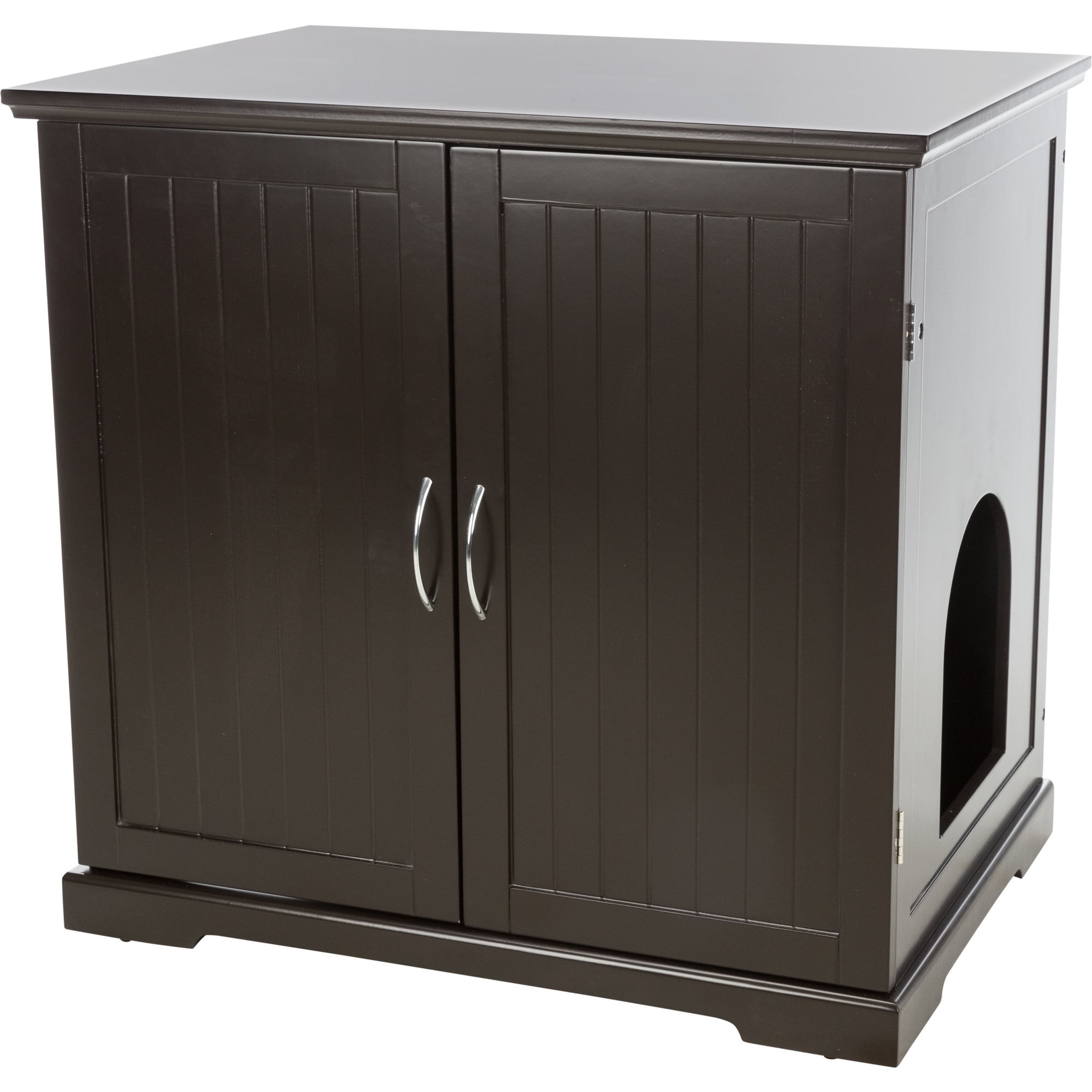 XL Espresso Brown Wooden Litter Box Enclosure with Drawer