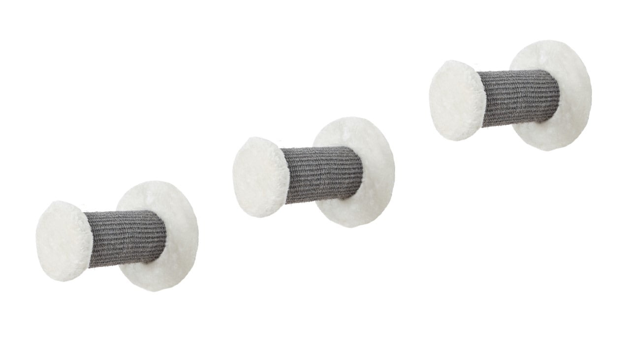Gray Sisal and Plush Wall Mount Cat Perch Set