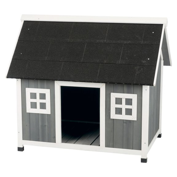 TRIXIE natura Barn Style Dog House, Elevated Pet Shelter, Weatherproof Dog House, Medium