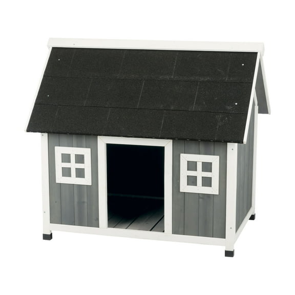 TRIXIE natura Barn Style Dog House, Elevated Pet Shelter, Weatherproof Dog House, Small