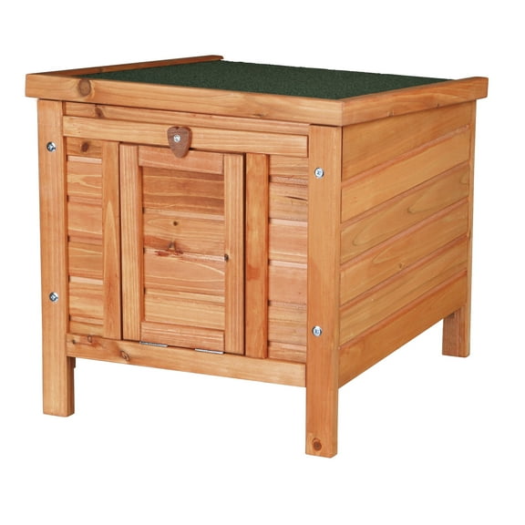 TRIXIE Outdoor Wooden Small Animal Home with Hinged Roof, Raised Floor for Rabbits