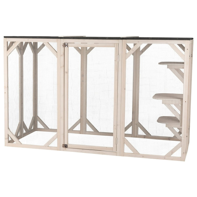 TRIXIE natura Weatherproof Wooden Cattery with 3 Perches, 44L x