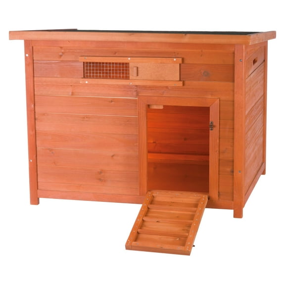 TRIXIE natura Weatherproof Wooden Outdoor Duck Coop with Pull-Out Tub, Brown