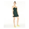 thumbnail image 1 of TRIXXI Womens Green Leopard-print Strapless Mini Evening Fit + Flare Dress 7, 1 of 4