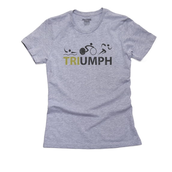 TRIumph Triathlon Swim Bike Run Racing Women's Cotton Grey T-Shirt