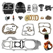 GY6 Cylinder Rebuild Kits Trkimal Upgrade 50mm Big Bore Kit Cylinder head assemble 69mm valve sets for 49CC 50CC 139QMB Moped Scooter Engine, Racing Performance CDI Ignition Coil Spark Plug Clutch etc
