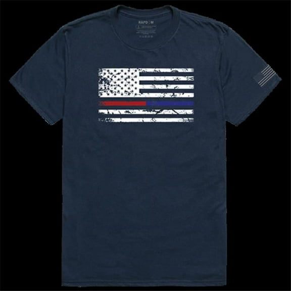 TRL & TBL Dual Flag Tactical Graphics T-Shirt, Navy - Extra Large