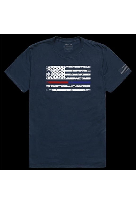 TRL & TBL Dual Flag Tactical Graphics T-Shirt, Navy - Extra Large