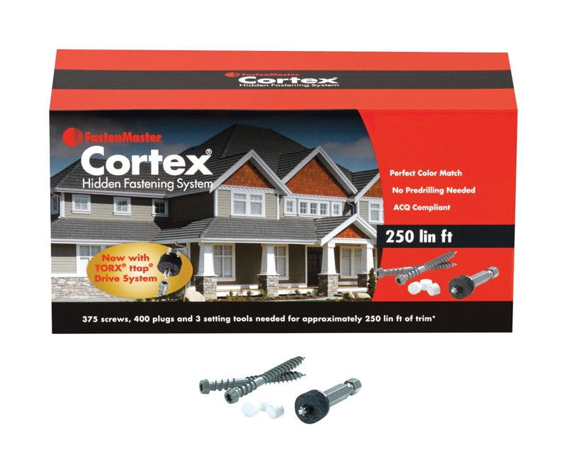 Fastenmaster 5955653 Cortex No.20 x 2 in. Torx TTAP Star Head Smooth Carbon Steel Trim Screws & Plugs Kit - 75 Per Box