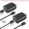 thumbnail image 1 of Freedomtech 2-Pack Compatible with OEM Samsung Galaxy S8 S9 S10, S10e S20 S21 S22 Charger Adaptive Fast Charging With USB Type C Cable Black, 10FT, 1 of 6
