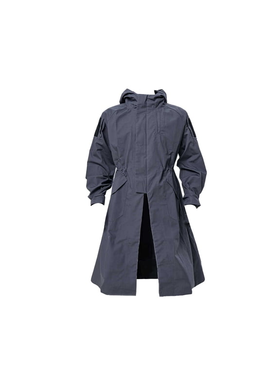 TRN BAC Industrial Combat Robe 2.0 Long Trench Coat Loose A Line Tactical Windbreaker Overcoat for Sports Hiking Outdoor Training