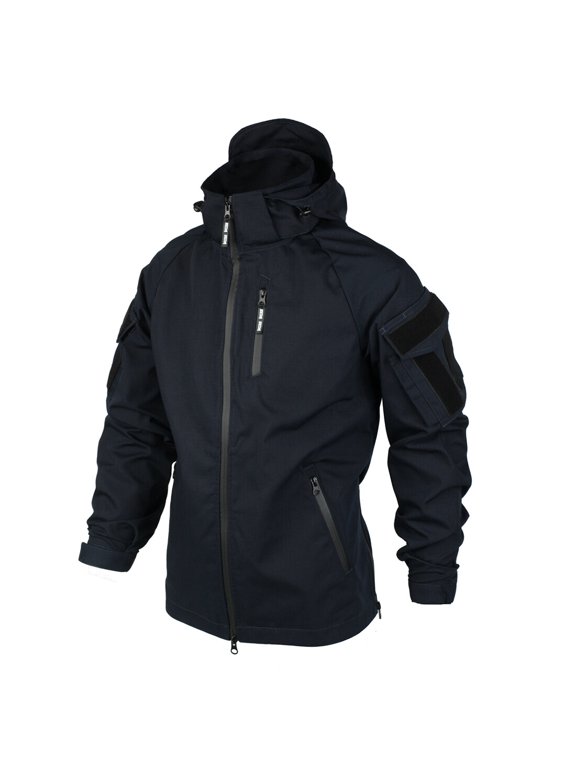 TRN BAC Men's Tactical Jacket Quick Dry Lightweight Combat Training Coat, Breathable Full Zip Military Style Jacket for Training Hiking Outdoor Work, Navy Blue