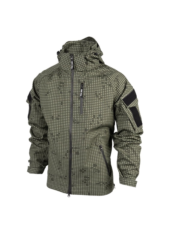 TRN BACRAFT Men's Tactical Light Jacket Zip Pockets Hook-and-Loop Patch Sleeves Breathable Poly-Cotton for Hiking Airsoft Outdoor Daily Wear, L
