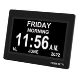 TROCOTN 7 Inch Extra Big Day Date Digital Calendar Alarm Clock with ...