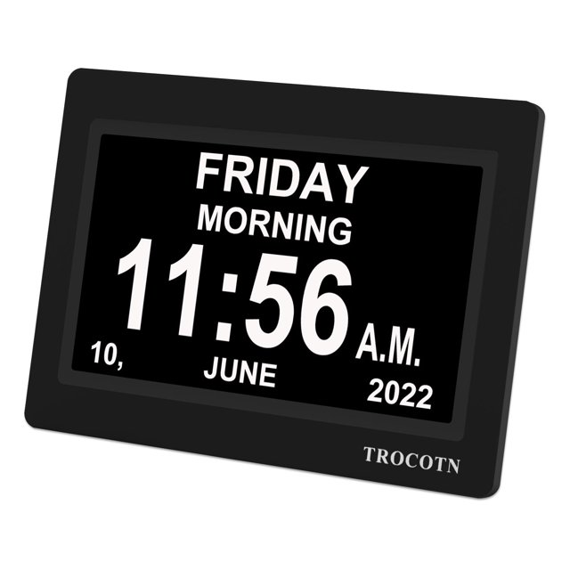 TROCOTN 7 Inch Extra Big Day Date Digital Calendar Alarm Clock with ...
