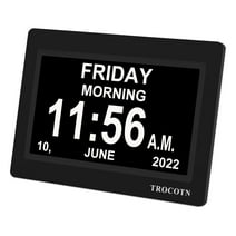 TROCOTN 7 Inchs Digital Clock Calendar Clock Large Display Alarm Clock Wall Clock (Black)