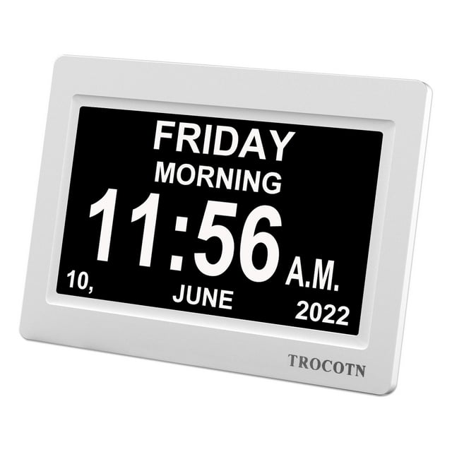 TROCOTN 7 Inchs Digital Clock Calendar Clock Large Display Alarm Clock ...