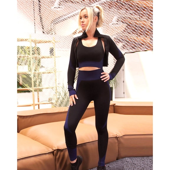 TROIS SEAMLESS SPORTS JACKET - BLACK WITH NAVY