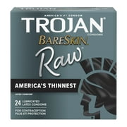 TROJAN BareSkin Raw Lubricated Thin Condoms, 24 Count Pack