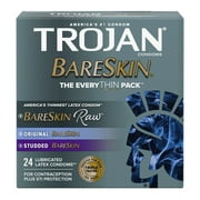 TROJAN Bareskin The EveryTHIN Pack Lubricated Condoms, 24 Count