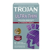 TROJAN Condom Sensitivity Ultra Thin Spermicidal Lubricated Condoms, 12 Count
