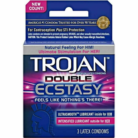TROJAN Double Ecstasy Condoms 3 ea (Pack of 2)