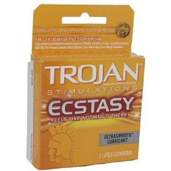 TROJAN ECSTASY ULTRASMOOTH LUBRICANT (Yellow) 3 Pk Each ( 6 in a Pack )
