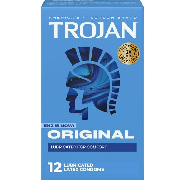 Trojan Original Latex Lubricated Condoms for Men, Classic Straight Shape, 12 Count