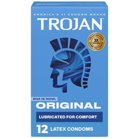 Trojan Original Latex Lubricated Condoms for Men, Classic Straight Shape, 12 Count
