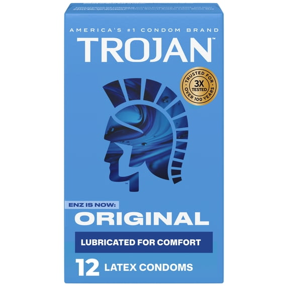 Trojan Original Latex Lubricated Condoms for Men, Classic Straight Shape, 12 Count