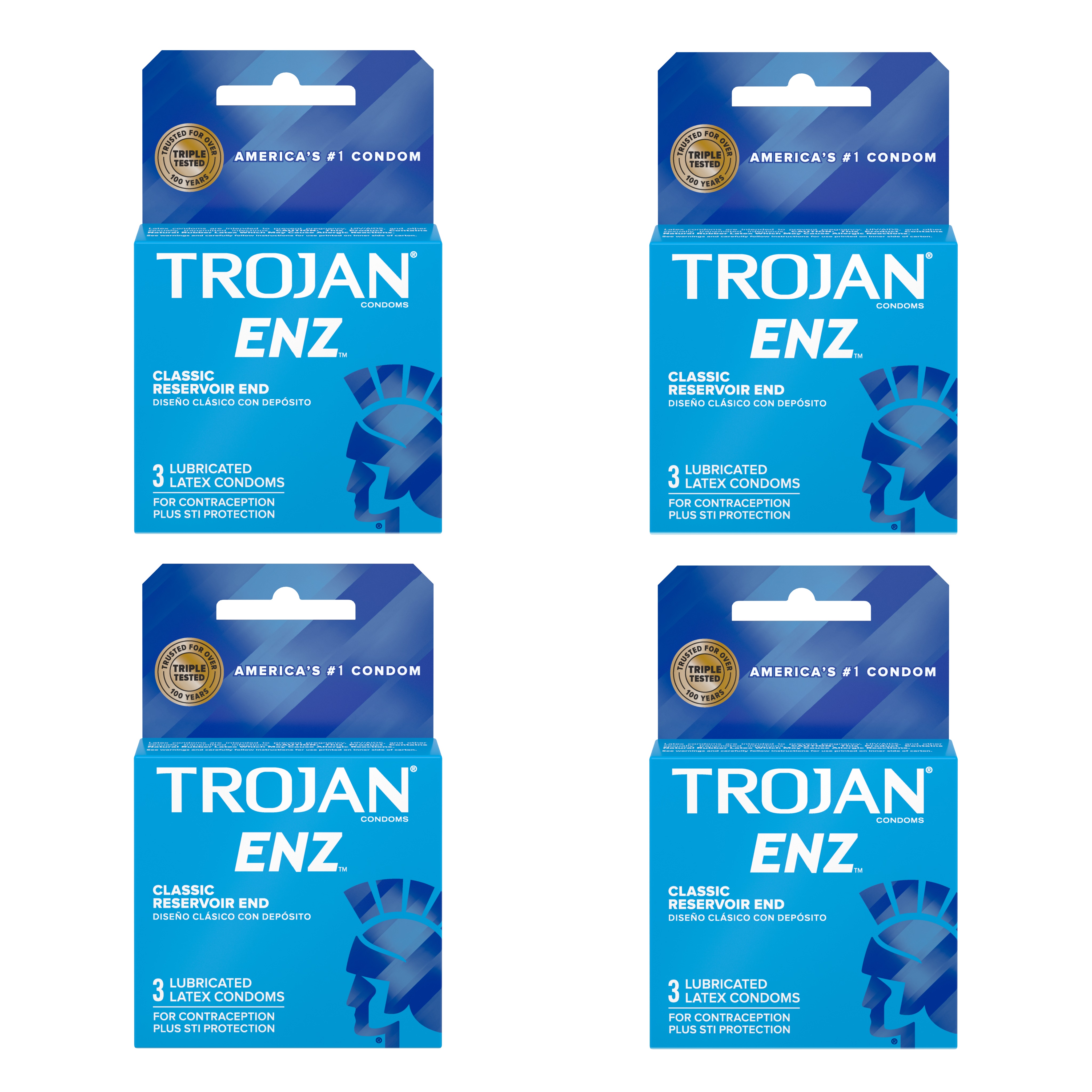 TROJAN Enz Condoms Lubricated Latex 3 Each (Pack of 4) - image 1 of 4