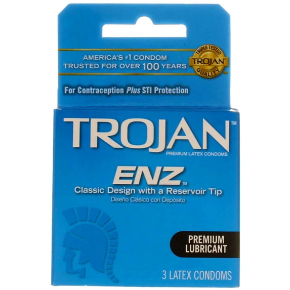 TROJAN Enz Condoms Lubricated Latex 3 Each (Pack of 4)