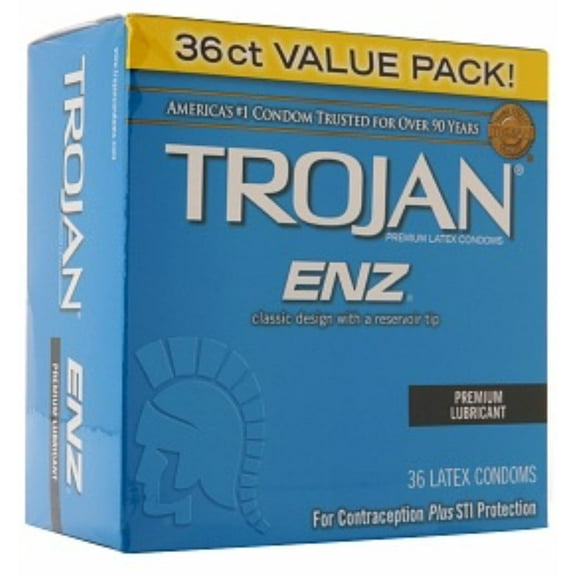 TROJAN Enz Premium Lubricant Latex Condoms 36 ea