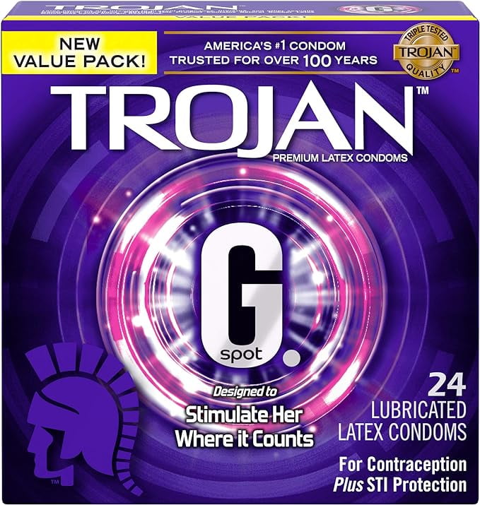 TROJAN G. Spot Premium Lubricated Condoms, 24 Count (Pack of 1)