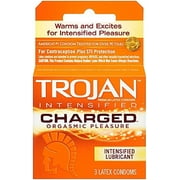 TROJAN Intensified Charged Orgasmic Pleasure Lubricated Latex Condoms 3 ea Pack of 4