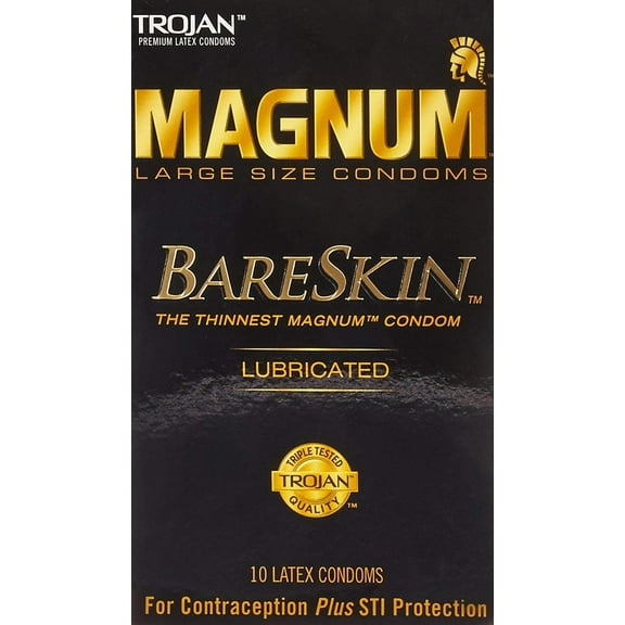 TROJAN Magnum Bareskin Lubricated Large Size Condoms 10 ea