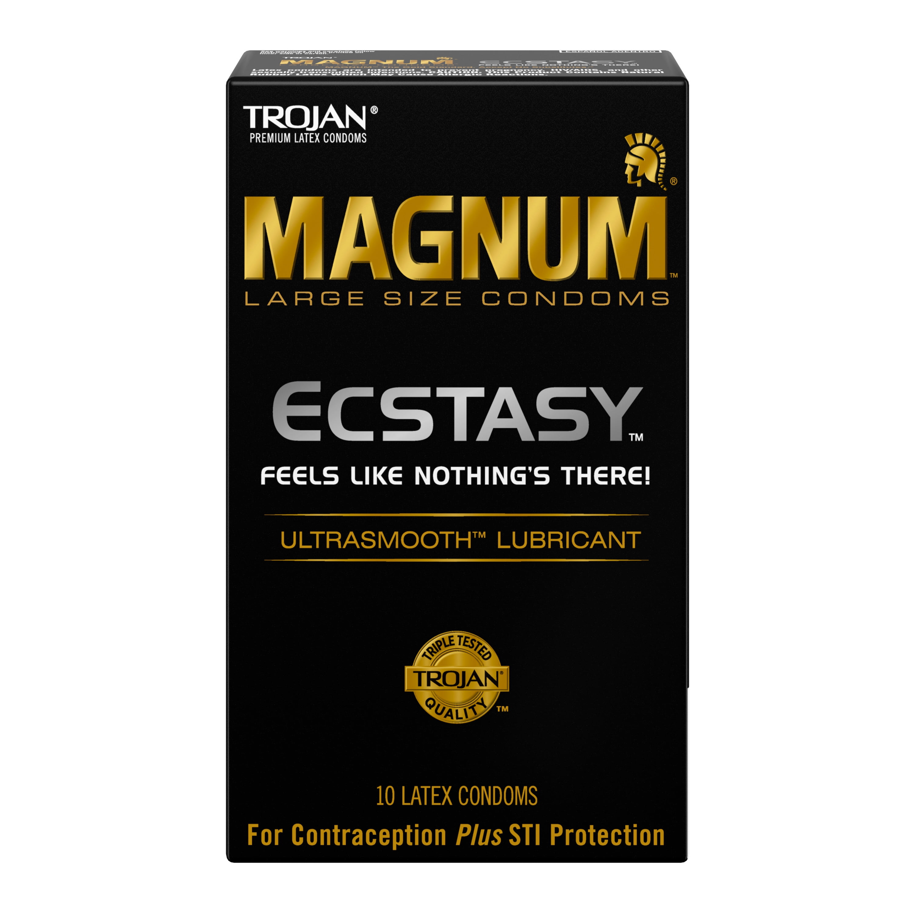 Trojan Magnum Ecstasy Condoms, Premium Latex, UltraSmooth Lubricant, Large Size - 10 condoms