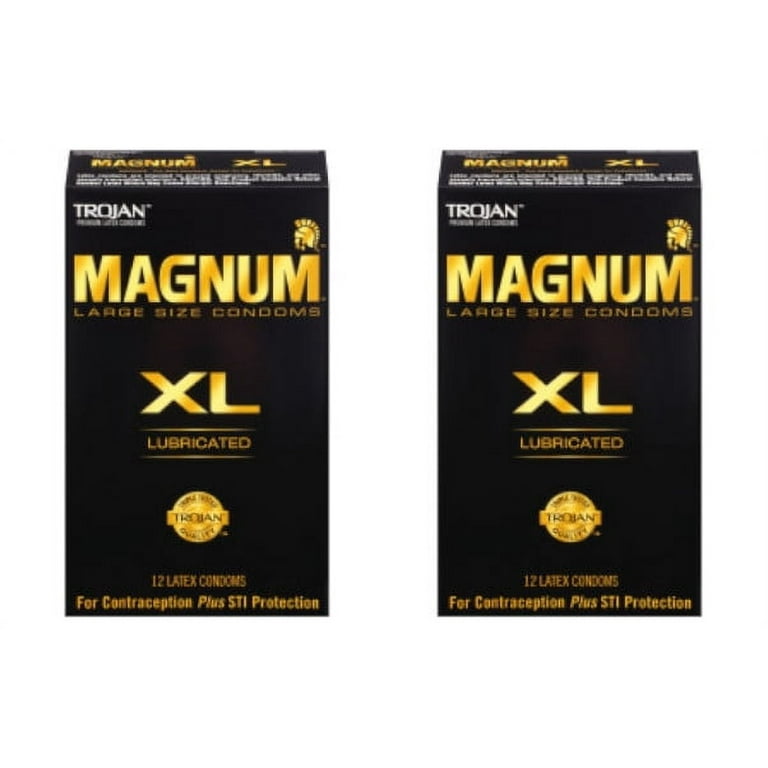 TROJAN Magnum XL Lubricated Premium Latex Condoms 12 Each (Pack of