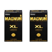 TROJAN Magnum XL Lubricated Premium Latex Condoms 12 Each Pack of 2