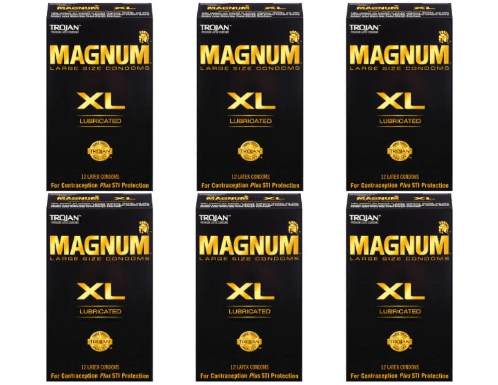 TROJAN Magnum XL Lubricated Premium Latex Condoms 12 Each (Pack of 6)