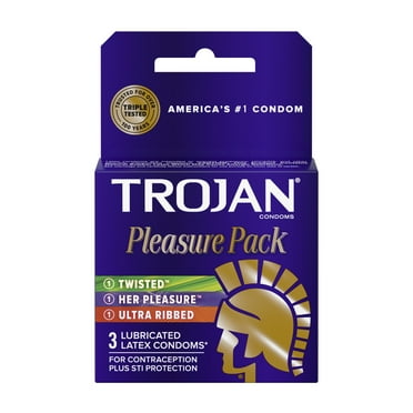 TROJAN Pleasure Variety Pack Lubricated Condoms, 3 Count