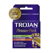 TROJAN Pleasure Variety Pack Lubricated Condoms, 3 Count