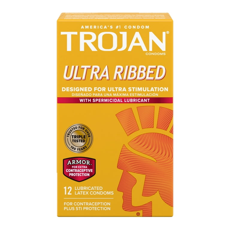 TROJAN Stimulations Ultra Ribbed Spermicidal Lubricated Condoms