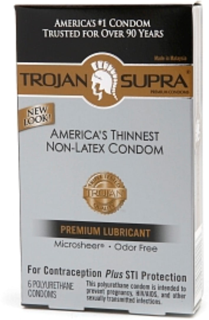 TROJAN Supra Lubricated Premium Condoms, MicroSheer Polyurethane, Ultra-Thin  6 ea - Walmart Business Supplies