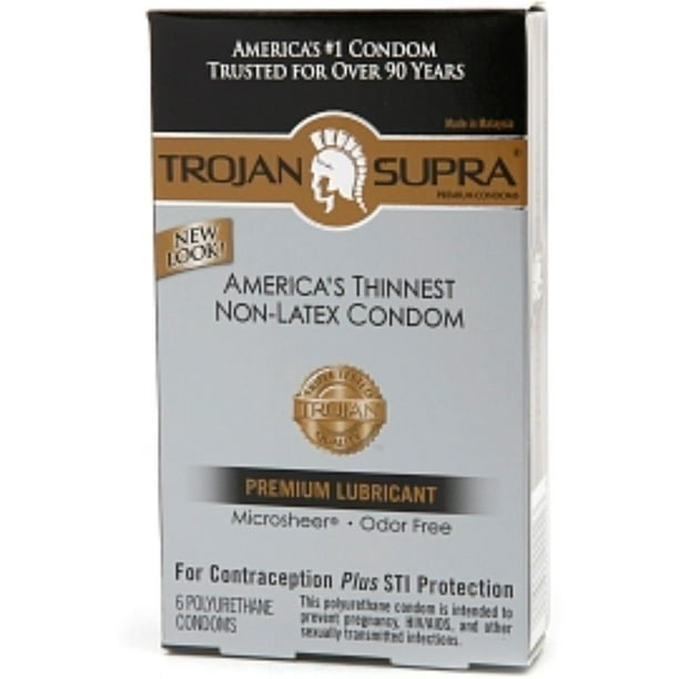 TROJAN Supra Lubricated Premium Condoms, MicroSheer Polyurethane,  Ultra-Thin 6 ea - Walmart Business Supplies